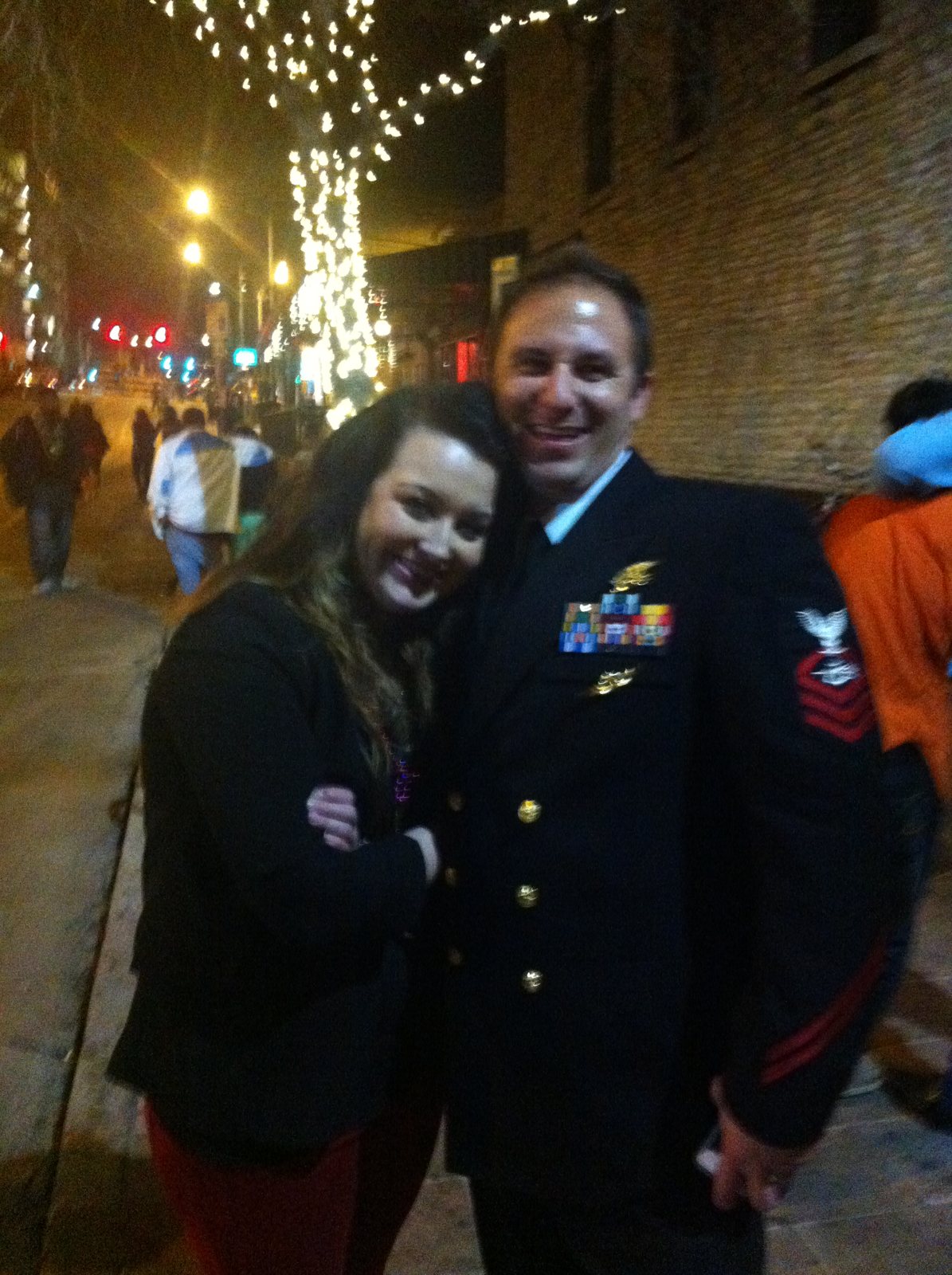 Two members of the Houston nightlife crew outside after dark