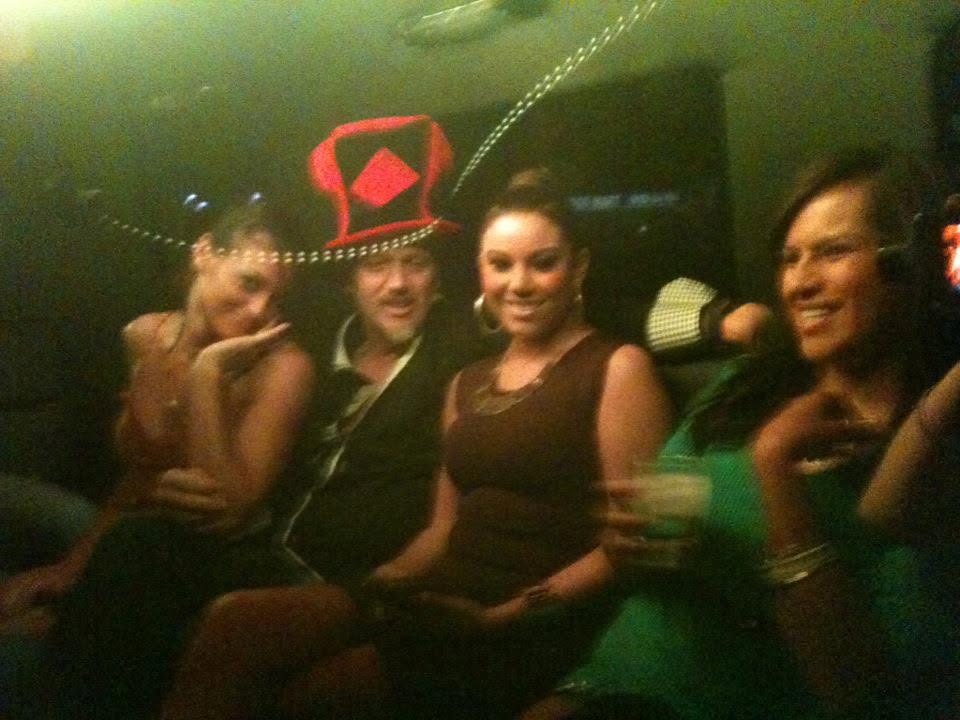 Friends sharing a hazy party-bus moment